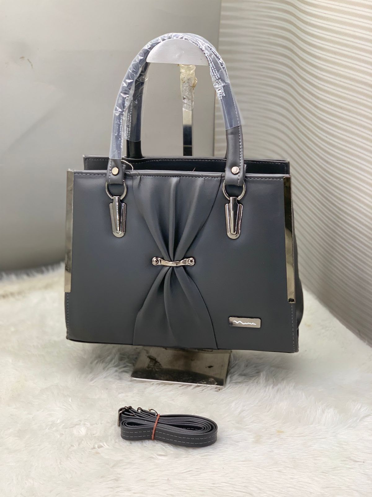 Pleated Bow Satchel Handbag