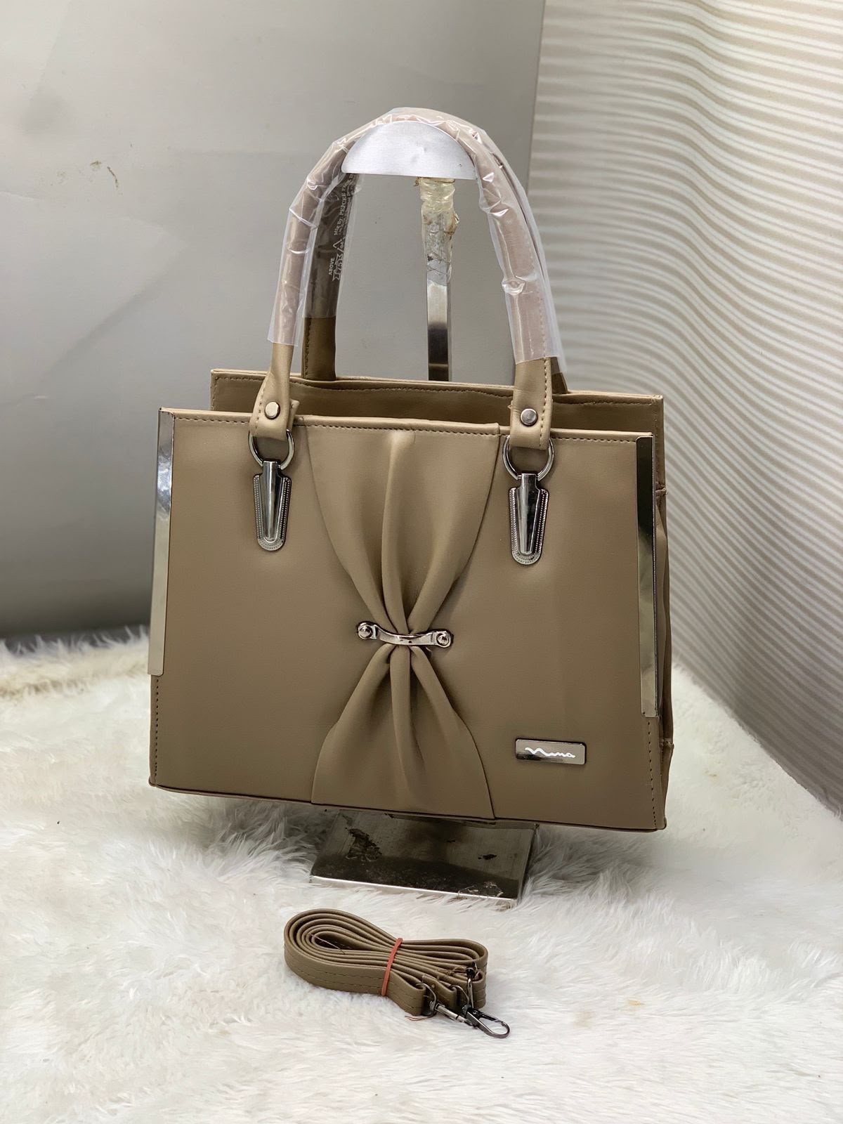 Pleated Bow Satchel Handbag