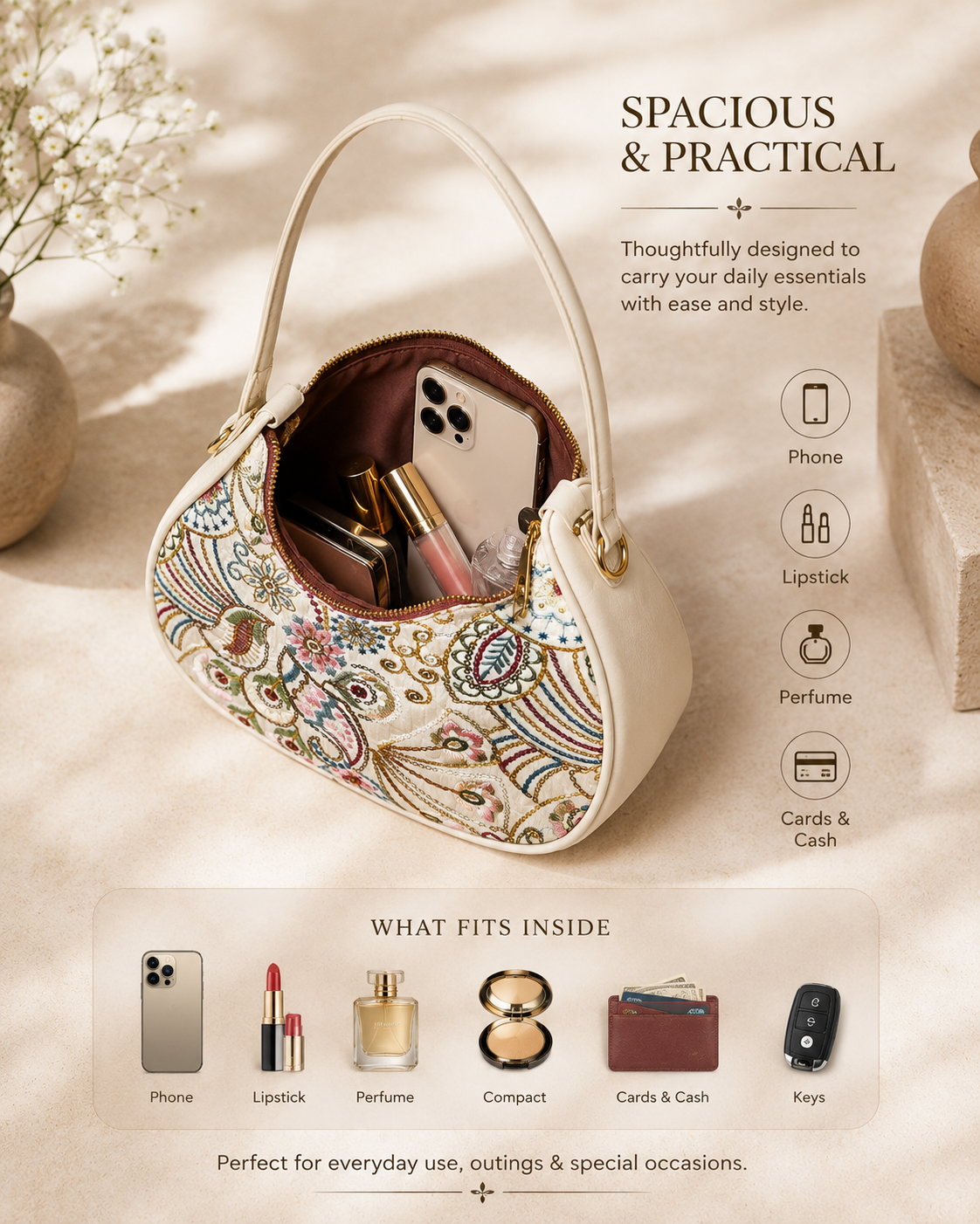 Designer Embroidered Shoulder Bag