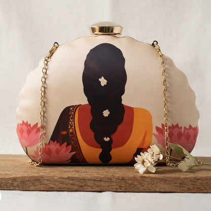 Flower Lady Printed Clutch