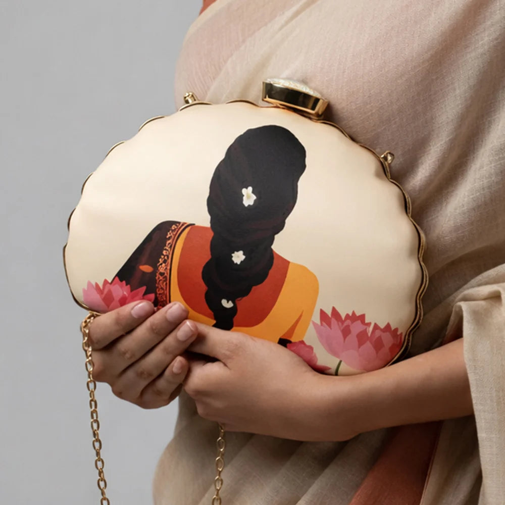 Flower Lady Printed Clutch
