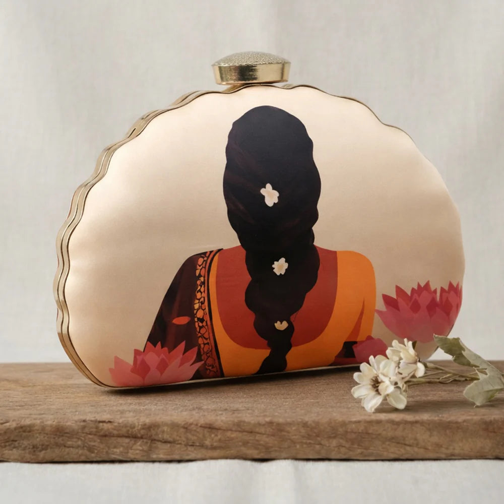 Flower Lady Printed Clutch
