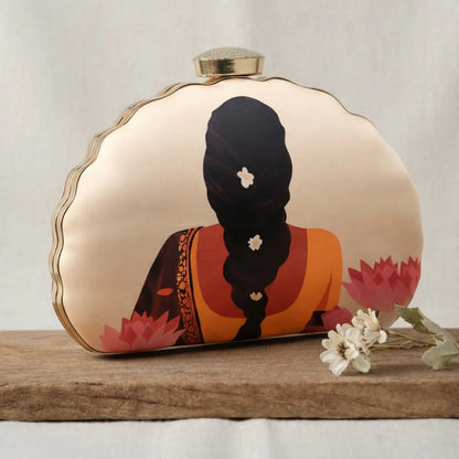 Flower Lady Printed Clutch