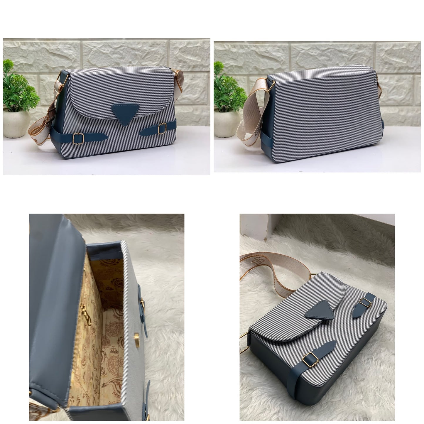 Striped Messenger Sling Bag