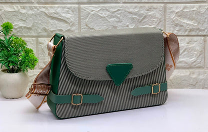 Striped Messenger Sling Bag